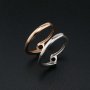 1Pcs 3-5MM Round Bezel Simple Bypass Shank Rose Gold Plated Solid 925 Sterling Silver Adjustable Prong Ring Settings for Gemstone 1210069