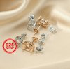 1Pair Multiple Sizes Oval Solid 925 Sterling Silver Rose Gold Tone DIY Simple Prong Studs Earrings Settings Bezel 1706026