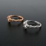 1Pcs 4MM Round Vintage Style Rose Gold Plated Solid 925 Sterling Silver DIY Adjustable Prong Ring Settings Blank for Gemstone 1210058