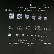 1Pcs Multiple Size Square Princess Cut Moissanite Stone Faceted Imitated Diamond Loose Gemstone for DIY Engagement Ring D Color VVS1 Excellent Cut 4140014