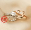 Oval Prong Ring Blank Settings Flower Leaf Bezel Solid 925 Sterling Silver Rose Gold Plated Adjustable Ring Band for Gemstone 1224111