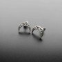 1Pair 3MM Round Bezel Solid 925 Sterling Silver Gemstone Prong Studs Earrings Settings DIY Supplies Findings Rose Gold Plated 1706034