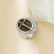 Heavy Cross Stainless Steel Ring,Gold Silver Baptism Ring,Cross Religious Ring,Men's Ring,DIY Ring Supplies 1295014