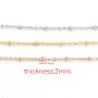 1Pcs 2MM 18-29Inches Silver Rose Gold Tone Stainless Steel Beaded Necklace Chain DIY Supplies Findings 1320004