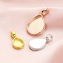 Keepsake Breast Milk Pear Solid Back Pendant Bezel Settings,Solid 14K 18K Gold Charm,DIY Memory Jewelry Supplies 1431159