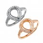 Halo Pear Prong Ring Settings Rose Gold Plated Solid 925 Sterling Silver Adjustable Ring Bezel for DIY Gemstone 1294224