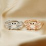 5x7mm Oval Prongs Ring Settings,Animal Crab Solid 925 Sterling Silver Rose Gold Plated Ring,DIY Gemstone Supplies 1294490