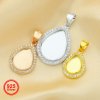 1Pcs Pear Pendant Bezel for Breast Milk Cabochon Solid 925 Sterling Silver Charm Settings DIY Supplies 1431069