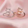 Two Stones Oval Prong Ring Settings Solid 14K Gold Adjustable Ring Band for 6x8MM DIY Gemstone 1224017-1