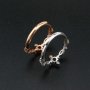 1Pcs 4MM Round Vintage Style Rose Gold Plated Solid 925 Sterling Silver DIY Adjustable Prong Ring Settings Blank for Gemstone 1210058