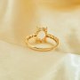 Oval Prong Ring Settings,Solid 925 Sterling Silver Rose Gold Plated Ring,Art Deco Bezel Ring,DIY Ring Supplies For Gemstone 1224226