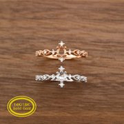 4MM Round Prong Ring Settings Solid 14K Rose White Gold with Moissanite Accents DIY Vintage Style Bezel Tray for Diamond Gemstones 1210079