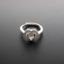 1Pcs 5-9MM Round Simple Gemstone Cz Stone Prong Bezel Solid 925 Sterling Silver Adjustable Ring Settings Heart Shape 1214032