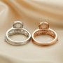 6x8MM Halo Pear Prong Ring Settings,Stackable Solid 925 Sterling Silver Ring,Rose Gold Plated Art Deco Stacker Ring Band,DIY Ring Set For Wedding 1294429