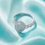 Keepsake Breast Milk Resin Pear Bezel Ring Settings,Solid Back Solid 925 Sterling Silver Ring,Pave CZ Stone Pear Ring,DIY Ring Supplies 1294956