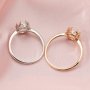 6x8MM Keepsake Breast Milk Art Deco Oval Prongs Ring Settings Resin Solid 14K Gold DIY Flower Ring Blank Band 1224019-1