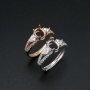 1Pcs 5x7MM Oval Bezel Rose Gold Plated Solid 925 Sterling Silver DIY Adjustable Prong Ring Settings Blank 1210062