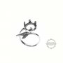 1Pcs 10MM Round Crown Bezel Mermaid Tail Antiqued Solid 925 Sterling Silver Adjustable Ring Settings Supplies 1213043