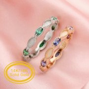 Full Band Marquise Keepsake Breast Milk Resin Ring Setting,Solid 14K Gold Ring,Eternity Birthstone Ring,DIY Ring For Gemstone Supplies 1294542