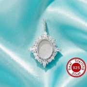 Keepsake Breast Milk Resin Oval Bezel Pendant Blank Settings,Solid 925 Sterling Silver Pendant Charm,Vintage Styles Pendant,DIY Pendant Supplies 1421258-1