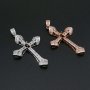 1Pcs 4x6MM Oval Prong Pendant Settings Cross Rose Gold Plated Solid 925 Sterling Silver Charm Bezel Tray DIY Supplies for Gemstone 1421144