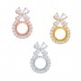 Halo Round Prongs Pendant Settings,Lucky Four Leaf Clover Solid 925 Sterling Silver Rose Gold Plated Charm,Flower Deco Pave CZ Stone Charm,DIY Pendant Supplies 1411355