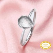 Keepsake Breast Milk Resin Pear Bezel Ring Settings,Solid Back Solid 14K 18K Gold Ring,Simple Ring,DIY Ring Supplies For Gemstone 1294721