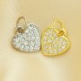 9MM Pave CZ Stone Heart Charm,Solid 925 Sterling Silver Gold Plated Pendant Charm,DIY Charm Supplies 1431188