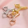 6/8MM Heart Prong Pendant Settings Solid 14K/18K Gold Bezel Two Stones Charm for DIY Gemstone Memory Jewelry Supplies 1431129-1