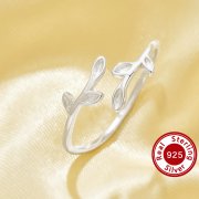 Simple Tree Branch Ring,Leaf Solid 925 Sterling Silver Ring,Stackable Ring,Adjustable Ring 6290633