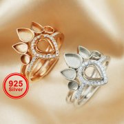 Keepsake Breast Milk Resin Pear Ring Settings Stackable 5x7MM Main Stone Solid 925 Sterling Silver Rose Gold Plated DIY Ring Bezel 1294337