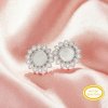 Keepsake Breast Milk Resin 6MM Round Bezel Studs Earrings Settings,Sun Flower Solid Back Solid 14K 18K Gold Earring,DIY Earrings Supplies 1702248