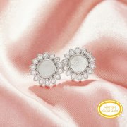 Keepsake Breast Milk Resin 6MM Round Bezel Studs Earrings Settings,Sun Flower Solid Back Solid 14K 18K Gold Earring,DIY Earrings Supplies 1702248