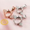 Keepsake Breast Milk Solid 14K Gold Oval Prong Pendant Settings Angel Wings Gemstone with Moissanite Accents DIY Supplies 1421155-1