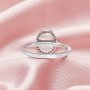 Keepsake Breast Milk Resin Oval Ring Settings,Solid Back 925 Sterling Silver Ring,Pave CZ Stone Ring,DIY Ring Supplies 1222088
