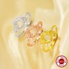 5x7MM Oval Prong Ring Settings,Tree Branch Leaf Solid 925 Sterling Silver Rose Gold Plated Ring,DIY Ring Supplies For Gemstone 1224224