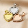 10MM Halo Heart Keepsake Breast Milk Bezel Settings for Resin Solid 925 Sterling Silver Rose Gold Plated DIY Pendant Bezel 1431121