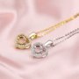 Keepsake Breast Milk Round Halo Heart Prong Pendant Settings Solid 14K Gold Necklace DIY Gemstone Bezel 1411293