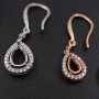 1Pair Multiple Size Pear Bezel Rose Gold Plated Solid 925 Sterling Silver Halo Pave Hook Earrings DIY Gemstone Jewelry Supplies 1706039