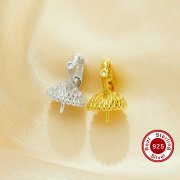 Keepsake Breast Milk Ball Acorn Nut Cap Pin Pendant Settings for 10-15MM Half Drilled Pearl Bead,Solid 925 Sterling Silver Gold Plated Pendant Charm,DIY Pendant Supplies 1431497