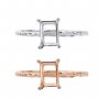 1Pcs 5x7MM Rectangle Prong Ring Settings Blank Rose Gold Plated Solid 925 Sterling Silver DIY Bezel Tray for Gemstone 1294201