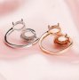 Two Stones Oval Prong Ring Settings Solid 14K Gold Adjustable Ring Band for 5x7MM 6x8MM DIY Gemstone 1224043-1