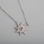 1Pcs 4MM Solid 925 Sterling Silver Rose Gold Round Gemstone Prong Bezel Settings DIY Snow Flake Pendant Necklace 16''+2'' 1411236