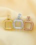 10MM Square Prong Pendant Settings,Simple Solid 925 Sterling Silver Rose Gold Plated Charm,Luxury Pendant Blank Settings,DIY Pendant Charm Tray 1431168
