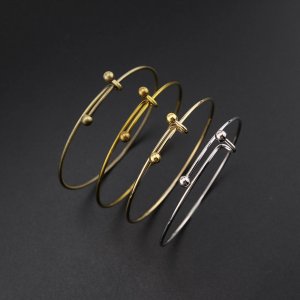1Pcs Vintage Style Brass Gold Silver Bronze Plated Screwed Ball Ends Bracelet Bangle DIY Beading Supplies 1900239