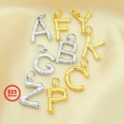 12-13MM Initial Letter Charm,Tree Branch Shaped Letter Charm,Solid 925 Sterling Silver Charm,Simple Alphabet Charm,DIY Custom Name Charm 1431186