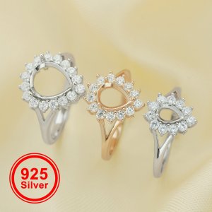 Pear Prong Ring Settings,Split Shank Solid 925 Sterling Silver Rose Gold Plated Ring,Luxury Ring,DIY Ring Supplies 1294648