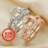 8MM Round Prong Ring Settings,Stackable Solid 925 Sterling Silver Ring,Rose Gold Plated Art Decor Bezel Band Stacker Ring,DIY Ring Set For Wedding 1294505