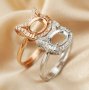 6x8MM Halo Oval Cat Prong Ring Settings Solid 925 Sterling Silver Rose Gold Plated Ring Bezel DIY Supplies 1224117