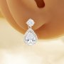 Vintage Styles Halo Pear Simulated Diamond Studs Earrings 6x8MM Pear White Cubic Zirconia,Solid 925 Sterling Silver Earrings,Dainty Earrings 6330018